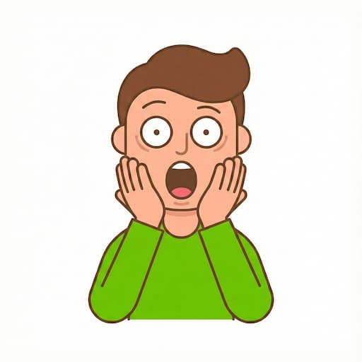 surprised with hands on cheeks